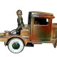 Old Vintage Tin Military Semi Truck With Trailer - Oud Speelgoed