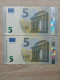 2 X 5 EURO SPAIN DRAGHI Same Short Code  UNC FDS - 5 Euro