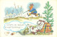 FANTAISIE ILLUSTRATEUR HUMOUR CHASSE -  CP RUSSE  -  CHASSEUR AU GIBIER ET  CHIEN AU REPOS - Chasse