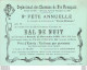ORPHELINAT DES CHEMINS DE FER FRANCAIS 1909 BAL DE NUIT 9° FETE ANNUELLE 12 X 9 CM - Chemin De Fer