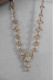 Vintage - Collier Princesse Métal Doré Serti Perles Fines Blanches Et Cristaux Strass Blanc Transparent - Halsketten