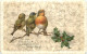 Neujahr - Vögel - Prägekarte - Año Nuevo