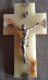 Superbe Crucifix à Accrocher, Christ , Plaque INRI Et écoinçons En Argent , Croix En Onyx Avec Belle Veine Rouge - Religion & Esotérisme