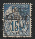 TAHITI - N°24 Obl (1893) 15c Bleu - Usati