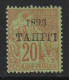 TAHITI - N°25 * (1893) 20c Brique Sur Vert - Unused Stamps