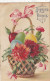 PÂQUES. CPA  ILLUSTREE. " JOYEUSES PÂQUES " .PANIER DE FLEURS ET OEUFS. ANNÉE 1905 + TEXTE - Easter