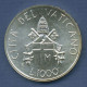 Vatikan 1000 Lire 1989, Papst Johannes Paul II., Silber, KM 219 Vz/st (m3580) - Vaticaanstad