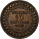 Tunisie, Ali Bey, 10 Centimes, 1892/AH1309, Paris, Bronze, TTB, KM:222 - Tunesië