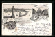 Lithographie Lindau, Einfahrt Mit Leuchtturm, Rathaus Und Neuer Brunnen, Landtor  - Lindau A. Bodensee