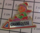 1015c Pin's Pins / Beau Et Rare / VILLES / CHAMROUSSE MARMOTTE SUR UNE LUGE STATION SPORTS D'HIVER - Cities