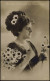 Frau Mit Blumen Haarschmuck Auf Namenstag Glückwünsch-Karte 1915 - Personaggi