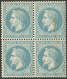 **  No 29A, Bleu Type I, Bloc De Quatre (2 Ex *). - TB - 1863-1870 Napoleon III Gelauwerd