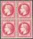 **  No 32a, Rose Carminé, Bloc De Quatre (deux Ex *), Superbe. - R - 1863-1870 Napoléon III Con Laureles