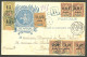 Lettre Cad Bleu "helville/Nossi Bé" Mai 1904 Sur N°51(paire + Bande De Trois) + 52 + 55 Paire Verticale, Sur CP Recomman - Andere & Zonder Classificatie