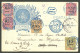 Lettre Cad Bleu "Majunga/Madagascar" Mai 1904 Sur N°48 Paire Verticale + 50 + 52 + 58, Sur CP Illustrée Recommandée Pour - Other & Unclassified