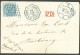 Lettre Losange Bleu Sur CG N°4, à Côté Cad Bleu "Réunion/St Denis" Et Cad Octog Bleu "Corr. D'armées/St Denis", Sur Enve - Autres & Non Classés