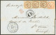 Lettre Losange Noir Et Cad "St Louis/(Sénégal). CG Nos 3 Bande De Trois + 5 Sur Lettre Pour Ste Croix De Tenerife. A L'a - Andere & Zonder Classificatie