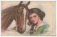 V6177/  Frau Mit Pferd Schöne Künstler AK 1925 - Cavalli