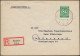 936 Ziffer 84 Pf EF Auf R-Brief SSt TAG DER BEFREIUNG DACHAU 29.4.1945-46 - Guerre Mondiale (Seconde)