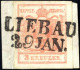 Piece "LIEBAU 29 JAN.", 1854, Briefstück Frankiert Mit 3 Kr. Rot Type III MP, 15 Müllerpunkte, ANK 3/MP - Autres & Non Classés