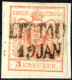 Piece "LITTAU 19 JAN", 1854, Briefstück Frankiert Mit 3 Kr. Rot Type III MP, 15 Müllerpunkte, ANK 3/MP - Sonstige & Ohne Zuordnung