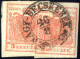 O "NAGY-BECSKEREK 26/8", 1850, Restbriefstück Mit 3+3 Kr. Rot Type I, Mi. 3 X - Andere & Zonder Classificatie