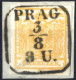 Piece 1850, Briefstück Frankiert Mit 1 Kr. Orange In Type III HP, Entwertet "PRAG 3/8 8U", Befund Goller, ANK 1b / HP - Autres & Non Classés