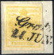 Piece 1854, Briefstück Frankiert Mit 1 Kr. Gelb In Type III MP, Entwertet "Gratz 21. JUN.", Befund Goller, ANK 1a / MP - Other & Unclassified
