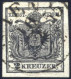 O 1850, 2 Kr. Schwarz In Type III HP, Entwertet "Wien 10.2.1855", ANK 2a - Other & Unclassified