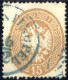 O 1863, (CONSTA)NTINOPEL .6/2, Blauer Einkreisstempel Auf 15 Soldi, Senkrechte Bugspur, Sign. Diena, Befund Goller, Kat. - Levant Autrichien