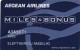 GREECE - Aegean Airlines, Magnetic Member Card, Used - Airplanes