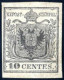 (*) 1850, 10 Centes. Grigio Nero, Carta A Mano II Tipo, Tre Buoni Margini, Completo Quello A Sinistra, Nuovo Senza Gomma - Lombardo-Vénétie