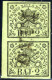 */o 1852-67, 2 Baj. Verde Coppia Verticale Con Interspazio Di Gruppo A Sinistra Con Annullo Lineare "FANO", Firma ED, 3  - Estados Pontificados