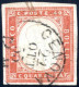 O 1855, 40 C. Vermiglio, Ampi Margini Regolari, Nitido Annullo "GENOVA, 22 OTT 55, 12 M", Ottima Conservazione, Cert. Ra - Sardinië