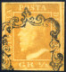 O 1859, ½ Grano Giallo Brunastro, Carta Di Napoli, Nuoni/ampi Margini, Annullato Con Il Bollo "ferro Di Cavallo", Tinta  - Sicilia