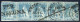 O 1851, 2 Cr. Azzurro Chiaro Su Grigio, Striscia Orizzontale Di Cinque, Ben Marginata In Alto E In Basso, A Filo Nei Mar - Toscane