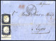 Cover 1862, Lettera Da Genova Il 22.11 Per Lyon (Francia) Affrancata Con Due 20 C. Indaco Dei Quali Uno è Non Dentellato - Other & Unclassified