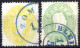 O 1861, 2 Kr. Gelb Mit Blauem Teilstempel Von "ZOM(BA)..", "R", Und 3 Kr. Hellgrün Mit Blauen Teilstempel Von "BLEI(BERG - Other & Unclassified