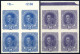 **/pair 1917/18, Kaiser Karl I, Komplette Serie (20 Heller In Hell- Und Blaugrün) 5 Werte In Viererblöcken Vom Oberrand, - Altri & Non Classificati