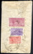 Cover 1959, Drei Dienstbriefe Frankiert Mit Dienst 8 P. + 32 P. + Viererstreifen 1 R. + 1 R. Mit Aufdruck "Kaj Sarkari,  - Nepal