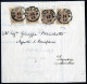 Cover 1856, Lettera Da Venezia Il 17.12 Per Legnago Affrancata Con Quattro 30 C Bruno Lillaceo II Tipo Carta A Mano, Fir - Lombardo-Veneto