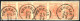 O 1850, Striscia Orizzontale Di Cinque Del 15 Cent Rosso Vermiglio III° Tipo Annullato "VENEZIA 29/11 (bollo C1), Certif - Lombardo-Vénétie