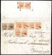 Cover 1857, Raccomandata Di Cinque Porti Affrancata Con Striscia Di Quattro E Coppia Del 15 Cent, Entrambi Con Bordo Di  - Lombardo-Vénétie