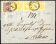 Cover 1859, Tre 2 Soldi Ed Un 10 Soldi II° Tipo Su Lettera Spedita Da "REVERE 5/7" (annullo CO) A Milano, Certificato So - Lombardo-Vénétie