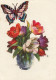 Blumen Mit Schmetterling, Klebekarte Gl1941 #E7534 - Sonstige & Ohne Zuordnung