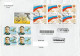 Russie 6 Lettres Recommandées Vélo Sous Marin Conseil Federation Russia Bicycle Submarine Flag Registred Letters - Cartas & Documentos