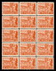 Occupazioni I Guerra Mondiale - Fiume - 1919 - Carta C - 3 Corone (C46 - Varietà N) - Blocco Di 15 Con Decalco Spostato  - Andere & Zonder Classificatie