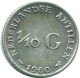 1/10 GULDEN 1960 ANTILLAS NEERLANDESAS PLATA Colonial Moneda #NL12324.3.E.A - Antilles Néerlandaises