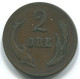 2 ORE 1874 DINAMARCA DENMARK Moneda #WW1009.E.A - Dinamarca