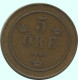 5 ORE 1890 SCHWEDEN SWEDEN Münze #AC642.2.D.A - Svezia